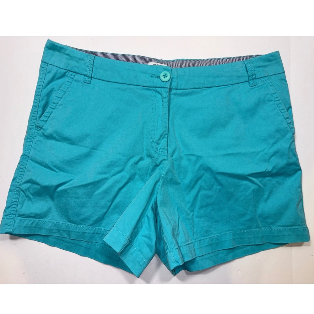 Crown & Ivy Caroline Chino Shorts Womens 12 Turquoise Blue Cotton Stretch Preppy